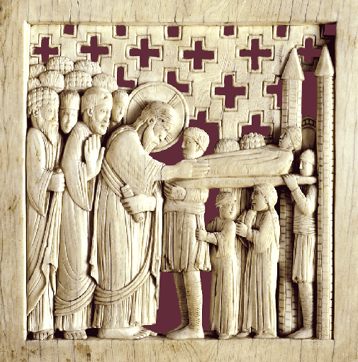 Originalgetreues Replikat einer Elfenbeintafel als Dekor